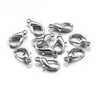 100 pezzi Chiusure a moschettone per bracciali Collane Ganci fai-da-te Accessori per chiusura a catena per accessori per la creazione di gioielli-Rodio-16mm - 100 pezzi