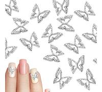100 Pezzi Ciondoli per Unghie Farfalla 3D, Lega Ciondoli per Nail Art Farfalla 3D Cava Farfalla 3D Decorazioni Unghie Nail Art per Design per Manicure Fai Da Te Donne Ragazze (Bianco K)