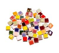 100 pezzi (circa 100 g/3,5 once) tessere di mosaico in porcellana 9,5 mm quadrato mosaico in ceramica for piastrelle 4 mm di spessore materiali artigianali fai da te per l'arte e l'artigianato(Color 1