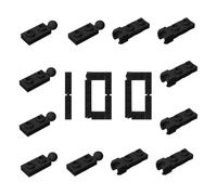 100 pezzi classici giunti sferici neri blocchi di costruzione, piastra speciale 1x2 con coppa terminale da 5,9 mm e gancio di traino, 100 pezzi, compatibili con parti e pezzi Lego (nero)