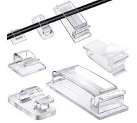 100 Pezzi Clip per Cavi, 3 Formati e Forme Diverse Fermacavi Adesivi, Trasparenti Organizer Cavi per Gestione Fili, TV, PC, Scrivania, Casa, Esterno
