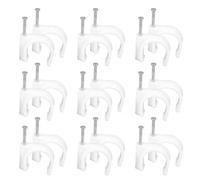 100 Pezzi Clip per Cavi Rotondi in Plastica, Chiodo D'acciaio | Cavi e Cavi Banda Larga, Fissaggio su Pareti di Cemento, Montaggio Rapido, Formato 10mm