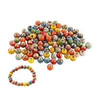 100 Pezzi Colorate Ceramica Perle, 10 mm Perline Rotonde in Ceramica, Perle per Collane Fai Da Te con Foro, Bulk Perline Rotonde Artigianali, Perles in Porcellana per Braccialetti, Collane, Gioielli