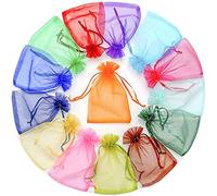 100 Pezzi colore sacchetti in organza, 15 x 20cm Regalo Buste di Nozze Favore per Gioielli, Borsa in Organza Colorata, per Matrimonio Compleanno Comunione Regalo Caramelle gioielli