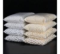 100 pezzi/Confezione 3mm-12mm Perle ABS tonde finte, bianco e avorio, molto lucide e non sbiadiscono, disponibili con 1/2 fori 5mm,6mm,8mm,10mm,12mm,14mm,3mm,4mmPietra artificiale