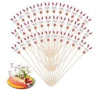 100 Pezzi Coniglietto di Uova di Pasqua Bastoncini da Cocktail, 13,7 cm Stuzzicadenti Pasquali Decorativi, per Finger Food per Frutta, Torta, Bevande, Dessert, Decorare