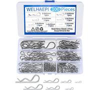 100 Pezzi Copiglie Clips, Coppiglie Mollette a R, Morsetti a R, Coppiglie di Sicurezza R Clips, Capelli Pin Hitch Assortimento Kit per Trattori Auto Camion