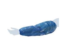 100 pezzi Coprimaniche con dispenser in Polietilene Impermeabile Monouso blu - Con Elastico su Ambo i Lati - Lunghezza 40 cm - Coprimanica Usa e Getta Adatto a Tutti gli Ambienti Lavorativi