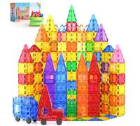 100 Pezzi Costruzioni Magnetiche con 2 Macchinine, Blocchi Magnetici Sensoriali per Bambini Piccoli e Ragazzi, Giocattolo per l’Età Prescolare, Regalo di Natale e Compleanno per Bambini 3+ Anni