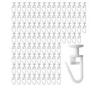 100 pezzi cursori per tende ganci, ganci per tende con scivolo interno, testa piatta, 11 mm, larghezza di marcia scorrevole, testa piatta, per bagno, camera da letto, ufficio casa
