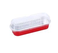 100 pezzi da 200 ml in alluminio, compatibili con teglie for plumcake in alluminio con coperchi, teglie da forno rettangolari antiaderenti, contenitori for il pane,(Red)