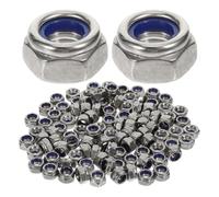 100 Pezzi Dado Autobloccante M6 in Acciaio Inox 304 Nylon Argento | Resistenza alle Vibrazioni, Rotazione Manuale per Bloccaggio, Ricambio Affidabile per Staffe Metalliche