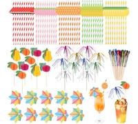 100 pezzi decorazioni per cocktail, fuochi d'artificio, decorazione da cocktail, cannucce di carta biodegradabili, spiedini da cocktail per estate, spiaggia, feste, matrimoni, compleanni, bar, bevande