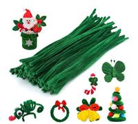 100 pezzi detergente per pipe, filo di ciniglia, fischietto artificiale, per fai da te, arte, artigianato, decorazione (verde scuro)