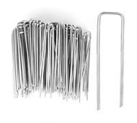 100 pezzi di ancoraggio da giardino, 100 x 20 x 2,5 mm, morsetti in acciaio zincato, picchetti di ancoraggio a terra, picchetti a forma di U, ancoraggio professionale, picchetti da giardino, pali in