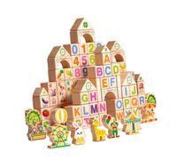 100 pezzi di blocchi di legno fai da te, lettere, numeri, forme, blocchi