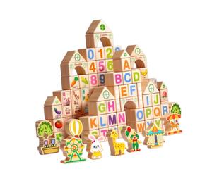 100 pezzi di blocchi di legno fai da te, lettere, numeri, forme, blocchi