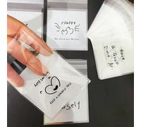 100 pezzi di buste di imballaggio in OPP autosigillanti a motivi di 'Keep Smile', 'Happy', 'Have A Good Time' in stile doodle in bianco e nero, con decorazione di bigliettini a forma di cuore, ideali 
