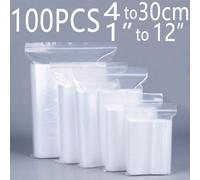 100 pezzi di buste di plastica trasparenti richiudibili, doppio strato di spessore 0,563 mm/2,216 mil, adatte per viaggi, trasporto e conservazione all'aperto, Natale e San Valentino, buste di plastic