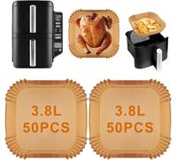 100 pezzi di carta da forno Airfryer per Ninja Double Stack XL 7,6L SL300EU, resistente al calore, antiaderente, friggitrice ad aria calda, accessorio per Ninja SL300EU