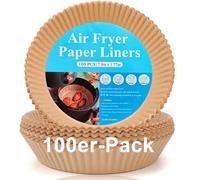100 pezzi di carta da forno per friggitrice ad aria calda, 20 cm, universale, per friggitrice ad aria calda, compatibile con 4,5 - 8 l, cesti (Ninjia Cosori Philips Cecotec Midea Russell Hobbs XL XXL