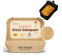 100 pezzi di carta da forno per friggitrice ad aria calda, rettangolare, 20,5 x 14 cm, 3 - 6 litri, extra stabile grazie alla superficie strutturata, per: Ninja Dual Zone