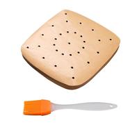 100 Pezzi Di Carta Pergamena Per Friggitrice Ad Aria Con 1 Pezzo Di Pennello Da Forno, Carta Da Forno Per Padella, Fodera Di Carta, Facile Da Pulire, Tenere Lontano Da Macchie Di Olio