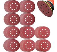 100 pezzi di carta vetrata da 125 mm, velcro, dischi abrasivi da 125 mm, set di carta vetrata, rotondi, 8 fori per levigatrice orbitale (grana 10 x 40/60/80/120/180/240/320/400/600/800)
