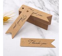 100 pezzi di cartoncino bianco con stampa in oro "Thank You", etichette regalo in carta kraft per matrimoni e feste, tag appendibili fai-da-te per regali Tagli UnicaGeometrico,Lettere,sloganCarta tess