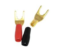 100 pezzi di cavo for altoparlante in rame placcato oro senza saldatura, connettore a spina con terminale a forcella a Y a banana(Red)