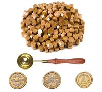 100 pezzi di cera per sigillatura oro, perline con 1 cucchiaio, set di sigilli ottagonali per timbri, per inviti, buste, biglietti, confezioni regalo