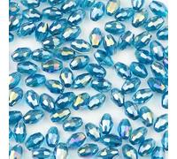 100 pezzi di chicchi di riso perline di austriaco di alta qualità 4 * 6mm forma ovale distanziatore in vetro perline sciolte creazione di gioielli braccialetto fai da te-blu pavone