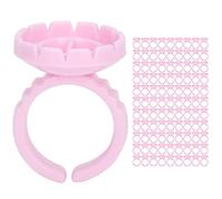 100 Pezzi di Colla Monouso Tazze, Anello Porta Colla per Ciglia, Accessorio per Porta Colla per Estensione Ciglia(rosa)