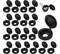 100 Pezzi di Copriviti Incernierati in Plastica - Tappi a Scatto, Coperture a Cerniera Pieghevoli, Copri Viti a Pressione, Rondelle a Ribaltamento (Nero, M)