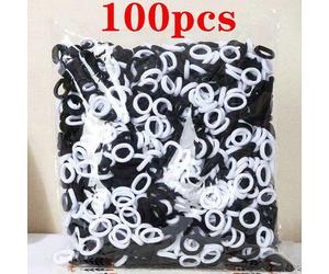100 pezzi di elastici per capelli in poliestere bianco e nero, adatti per tutte le stagioni, ottimo regalo per amici e fidanzate per uso quotidiano Poliestere