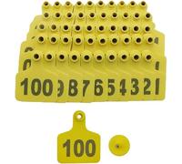 100 pezzi di etichette auricolari for bovini, numero 001-1000 tra cui scegliere, for mucche da latte, capre, pecore, maiali, for l'identificazione degli animali 101-200/101-200(Yellow,801 900)