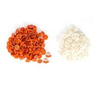 100 pezzi di etichette auricolari in plastica per animali, per conigli, volpi e cani, marcatori di identificazione per bestiame rotondi con stampa a numeri luminosi, design (Arancia)