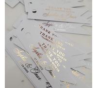 100 pezzi di etichette personalizzabili in oro per ringraziamenti, adatte per bomboniere di matrimonio, compleanni, riti di passaggio, battesimi, etichette regalo personalizzate in nero e oro rosa, 8x