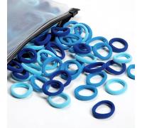 100 pezzi di fascette per capelli per neonati, fascette in cotone per ragazze e bambini, fascette elastiche piccole e senza cuciture per coda di cavallo, per bambini e bambine (Blu misto)