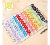 100 pezzi di fermacapelli a forma di stella colorata, fermagli carini color caramella, regalo per il compleanno del bambino e il nuovo anno GraficoLega di ferro