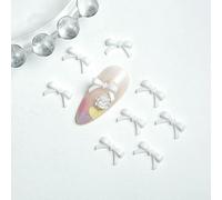 100 pezzi di fiocchi colorati in resina per decorazioni per unghie, mini fiocchi carini, ciondoli per unghie per fermagli per capelli fai da te, accessori per unghie, bianco