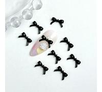 100 pezzi di fiocchi colorati in resina per nail art, mini fiocchi carini in 3D, ciondoli per unghie fai da te, fermagli per capelli, accessori per unghie - Nero 10 mm 100 pe