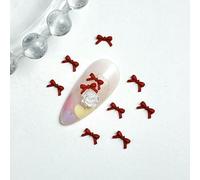 100 pezzi di fiocchi colorati in resina per nail art, mini fiocchi carini in 3D, ciondoli per unghie fai da te, fermagli per capelli, accessori per unghie - Rosso 6 mm 100 pe