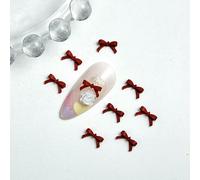 100 pezzi di fiocchi colorati in resina per nail art, mini fiocchi carini in 3D, ciondoli per unghie fai da te, fermagli per capelli, accessori per unghie - Rosso 8 mm 100 pe