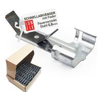 100 pezzi di ganci rapidi con molla | per profili da soffitto CD 60/27 | zincato a caldo | acciaio 0,8 mm | altezza regolabile | muro a secco | gancio per ancoraggio