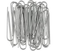 100 Pezzi di graffette da Giardino a Forma U, picchetti for Tubi Recinzione Resistenti, for zolle, zincati for sostenere Prati, Chiodi Terra for Barriere per Fissaggio(Silver-4cmx15cm)
