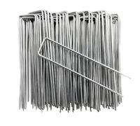 100 Pezzi di graffette da Giardino a U, picchetti for Tubi Recinzione for impieghi gravosi, perni for zolle, irrigazione in Tessuto, Chiodi fissi for Barriere Prati per Fissaggio(0.3x4x10cm)