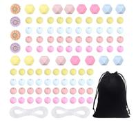 100 Pezzi di Graziose Perle di Silicone con 2 Corde Rotanti E 1 Pezzo di Busta di Velluto, Il Materiale di Gioielli Fai -da -Te può Essere Realizzato con Bracciali, Collane E Catene Chiave.