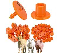 100 pezzi di marchi auricolari rotondi, marchi auricolari per ovini, bovini, vitelli e suini, numerati 001-1000, marchi auricolari di identificazione degli animali arancione 301-400