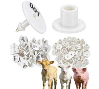100 pezzi di marchi auricolari rotondi per bestiame in PE adatti per suini e ovini, allevamenti di bovini, ovini, suini, cani e cervi, 001-1000 n. white 201-300
